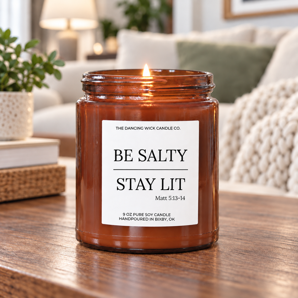 Young Lives - 9oz Amber Be Salty Stay Lit Candle