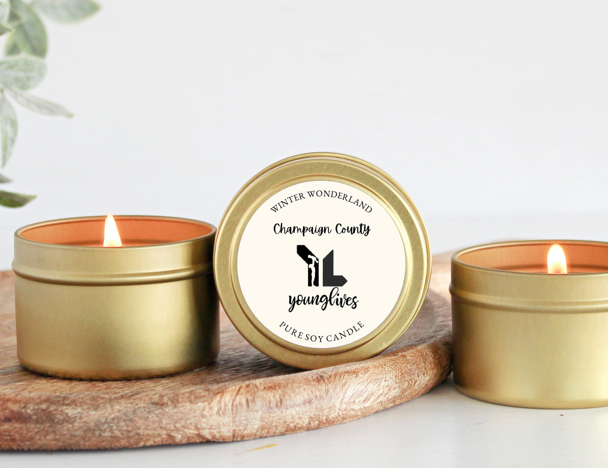 Young Lives - Fall Gold Tin 8oz Candle Set of 6